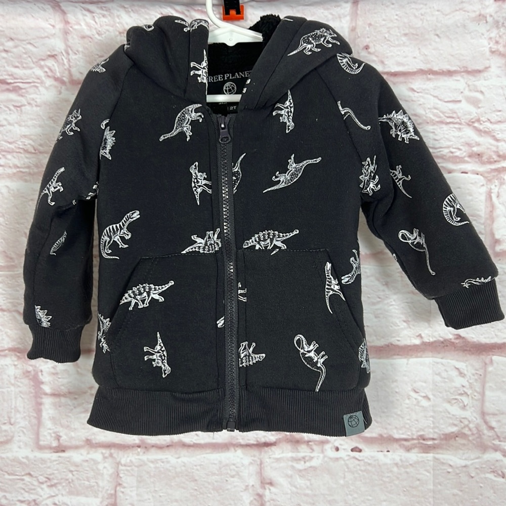NWOT Free Planet Dinosaurs Fleece Sweatshirt Hoodie Jacket Sz 2T Boy